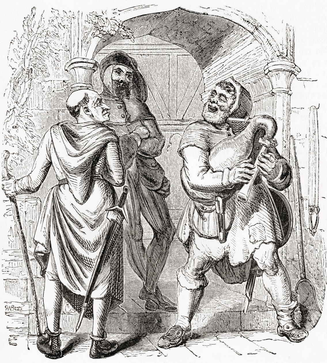 Miller, Manciple and Reeve, de Old England: A Pictorial Museum, pub. 1847 de English School
