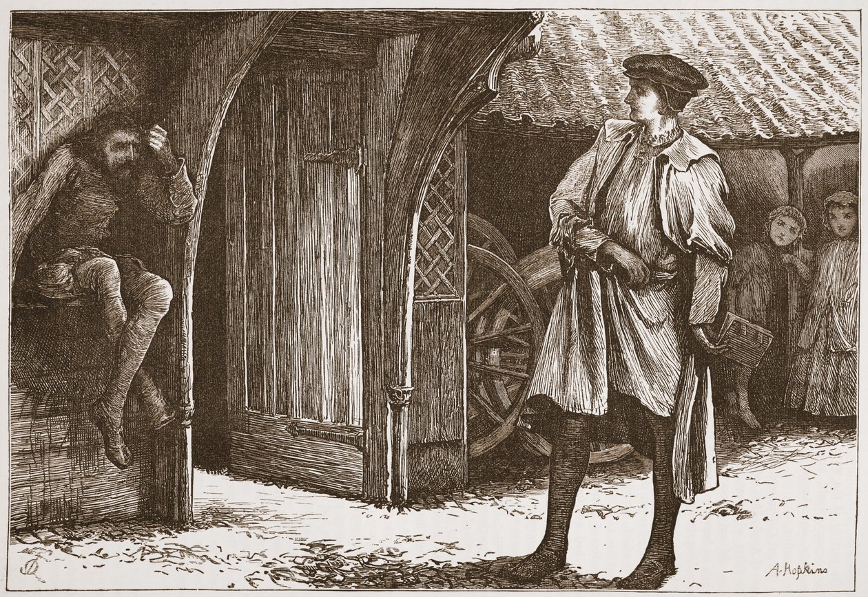 Millon and the Lutheran, ilustração de A História do Protestantismo, de James Aitken Wylie (1808-1890), pub. 1878 de English School