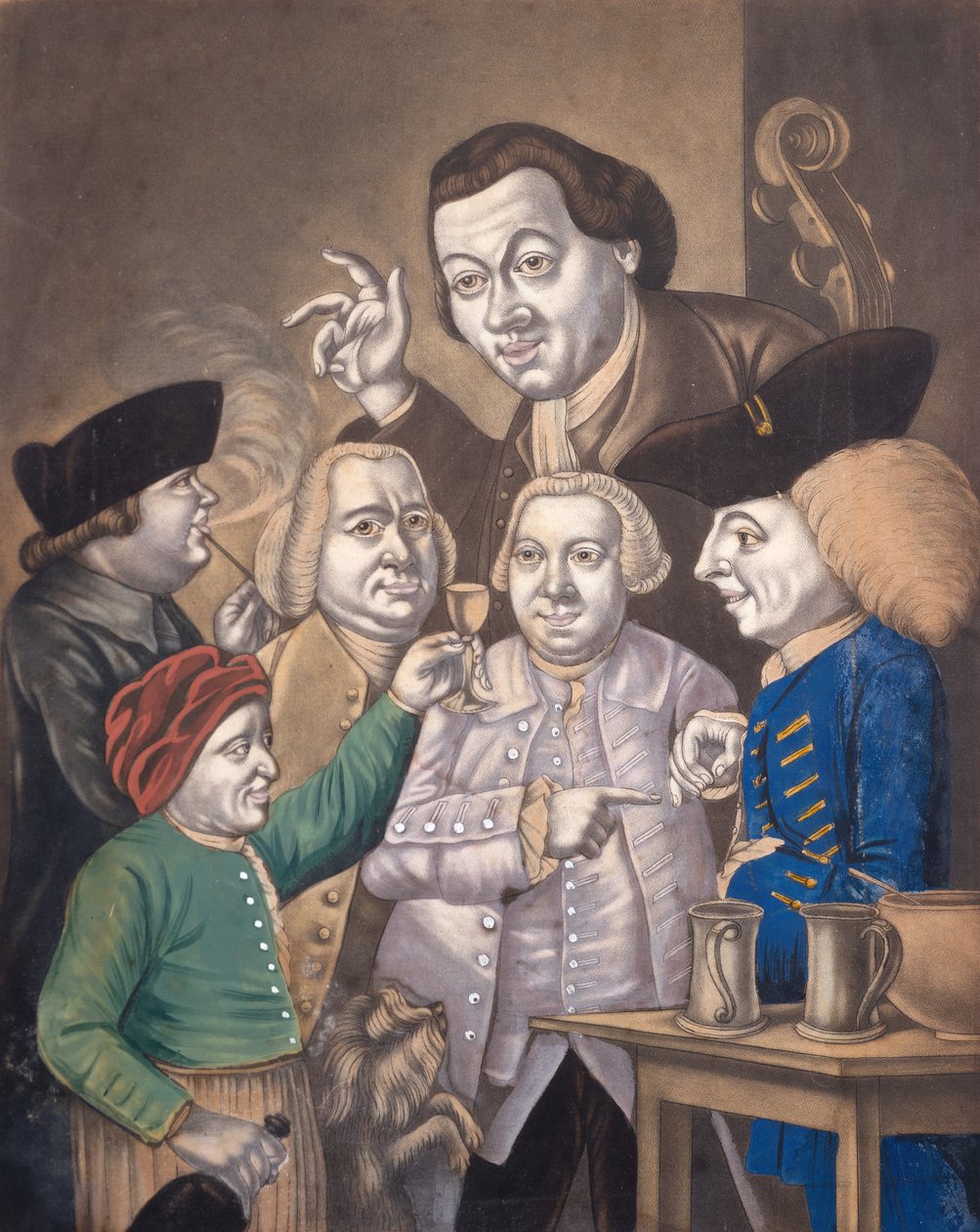 Mirth and Friendship, c.1770 (mezzotint colorido à mão) de English School
