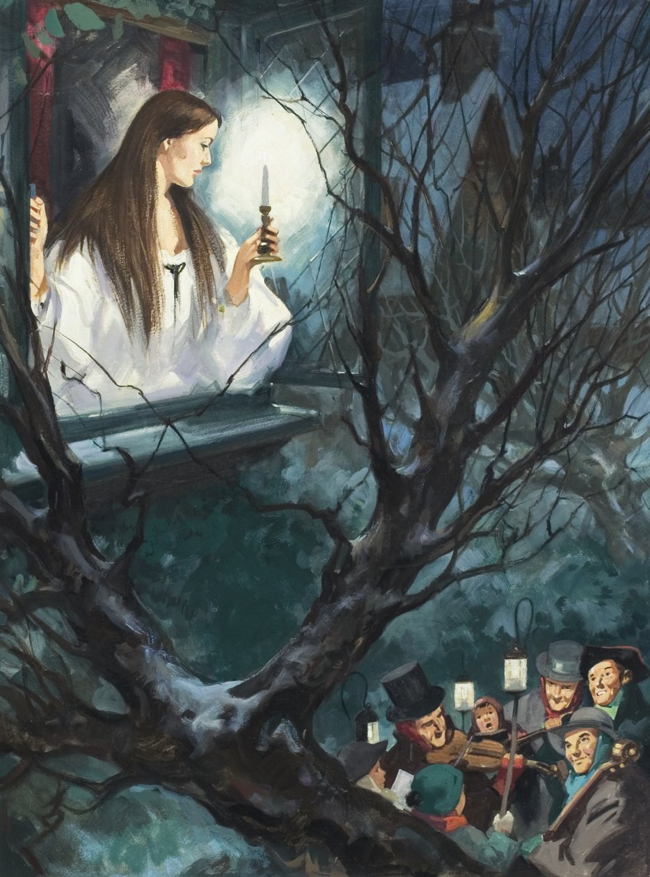 Miss Fancy, de "Under the Greenwood Tree", de Thomas Hardy (1840-1928) (guache sobre papel) de English School