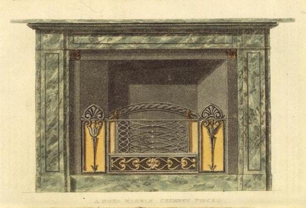 Peça de Chaminé Mona Marble, do Repositório de Artes de Ackermann, Vol II, 2, Placa 20 de English School