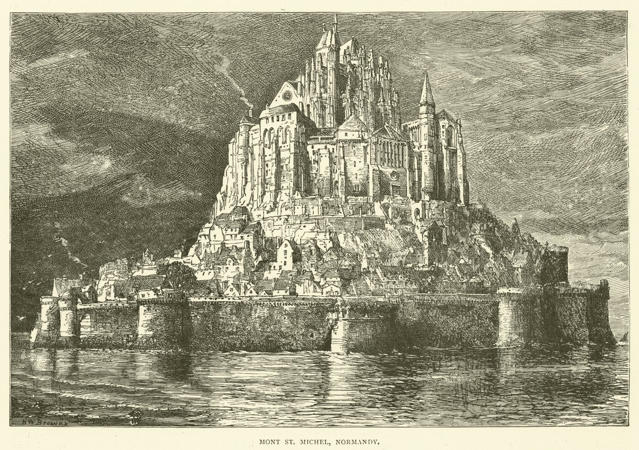Monte São Miguel, Normandia (gravura) de English School