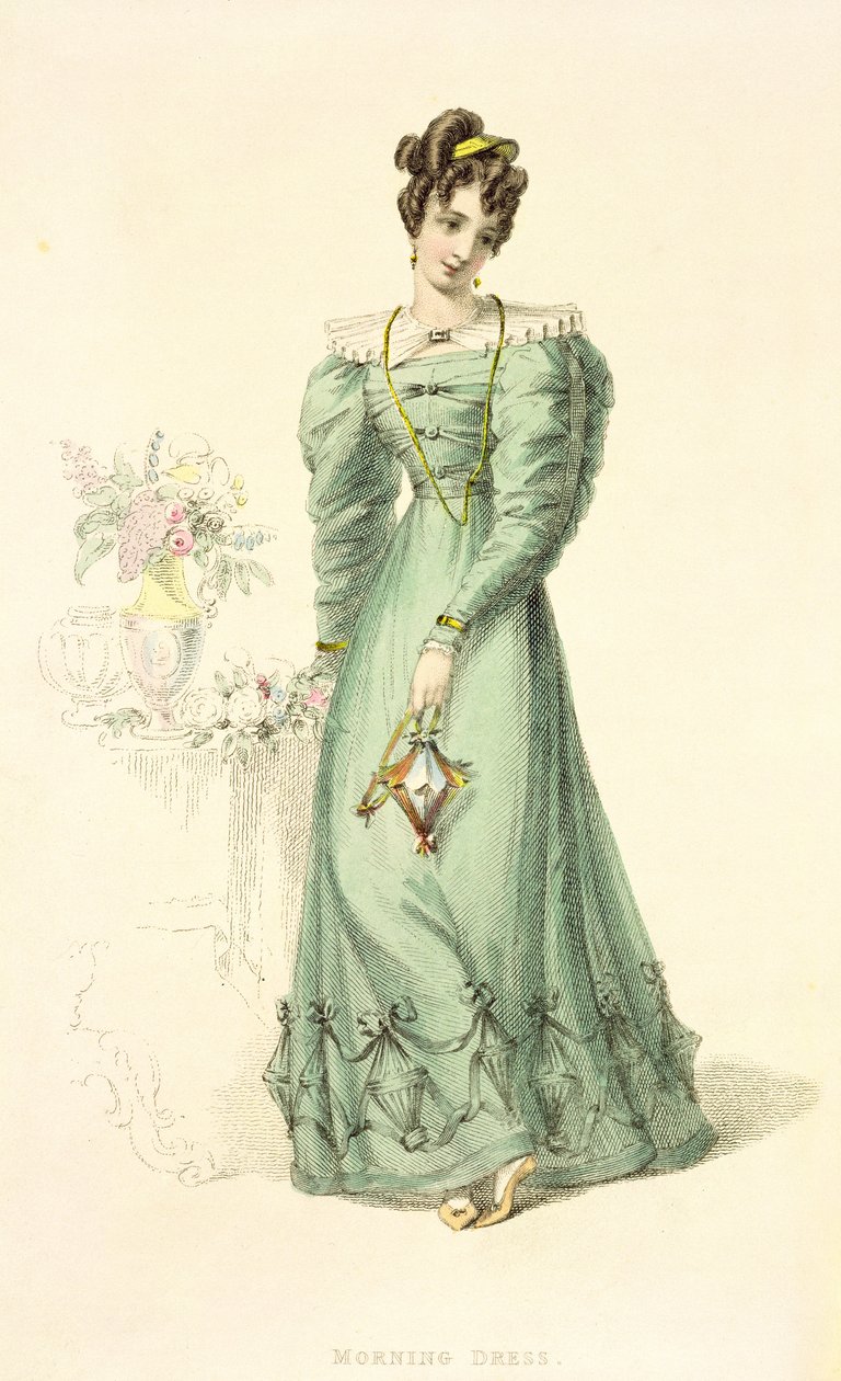 Vestido matinal, placa de moda de Ackermanns Repository of Arts de English School