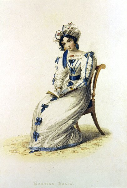 Vestido matinal, placa de moda do Ackermann