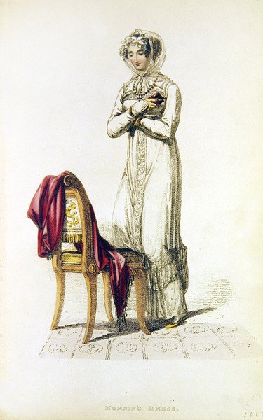 Vestido matinal, placa de moda do Ackermann