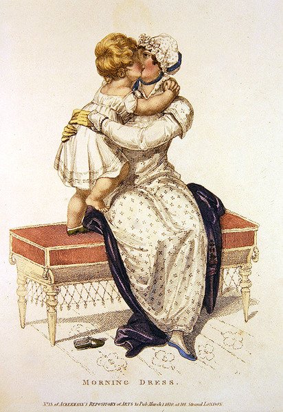 Vestido matinal, placa de moda do Ackermann