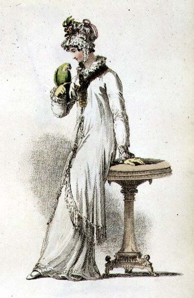 Vestido matinal, placa de moda do Ackermann