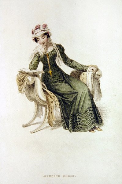 Vestido matinal, placa de moda do Ackermann