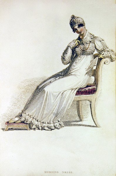 Vestido matinal, placa de moda do Ackermann