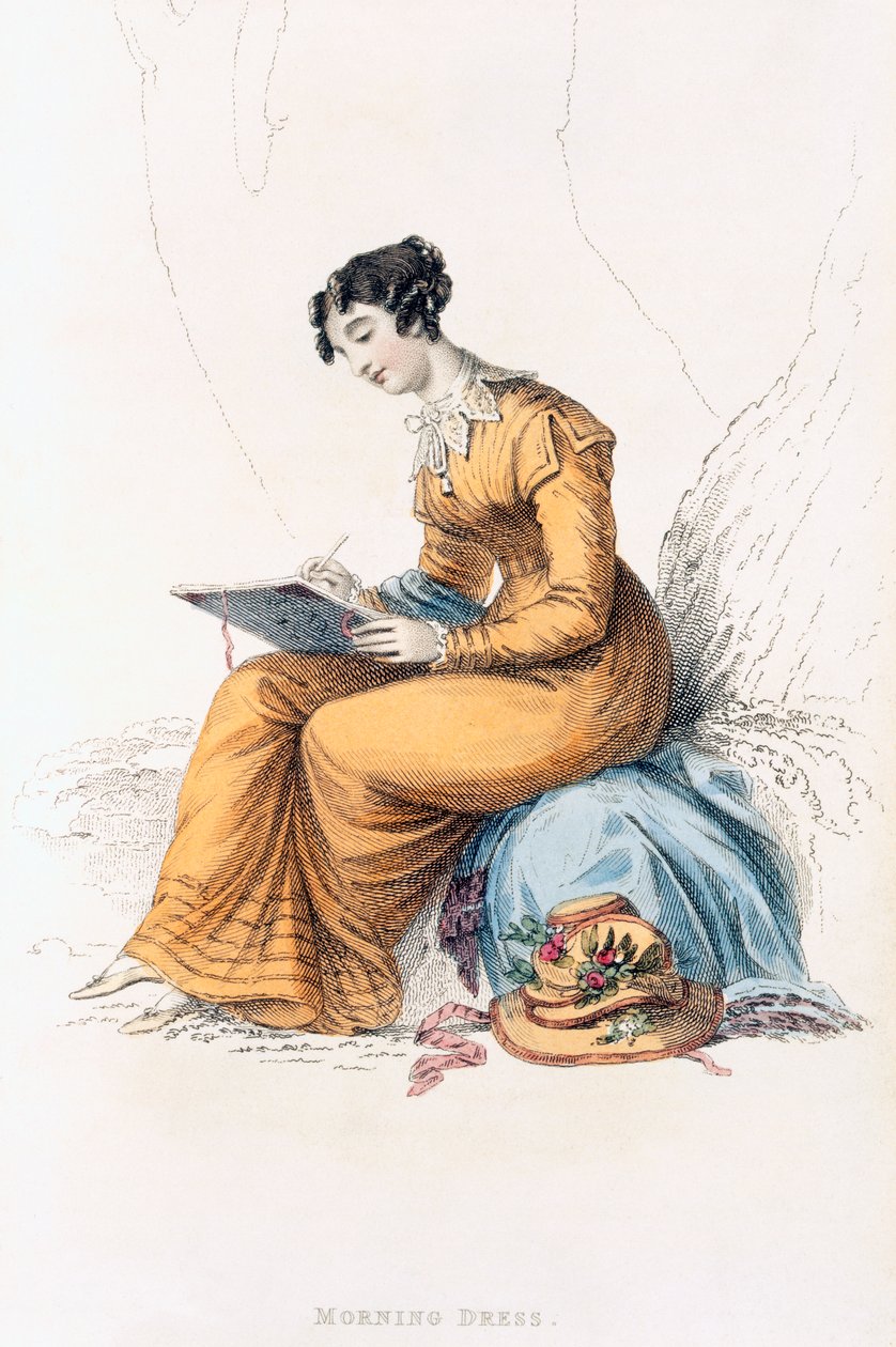 Vestido de manhã, placa de moda de Ackermanns Repository of Arts de English School