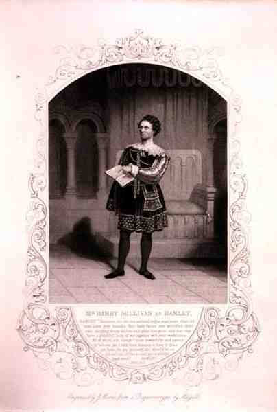 Sr. Barry Sullivan como Hamlet, Acto II Cena 2, na peça de William Shakespeare (1564-1616) gravada por J. Moore, a partir de um daguerreótipo de J.P. Mayall (1810-1901) (gravura) de English School