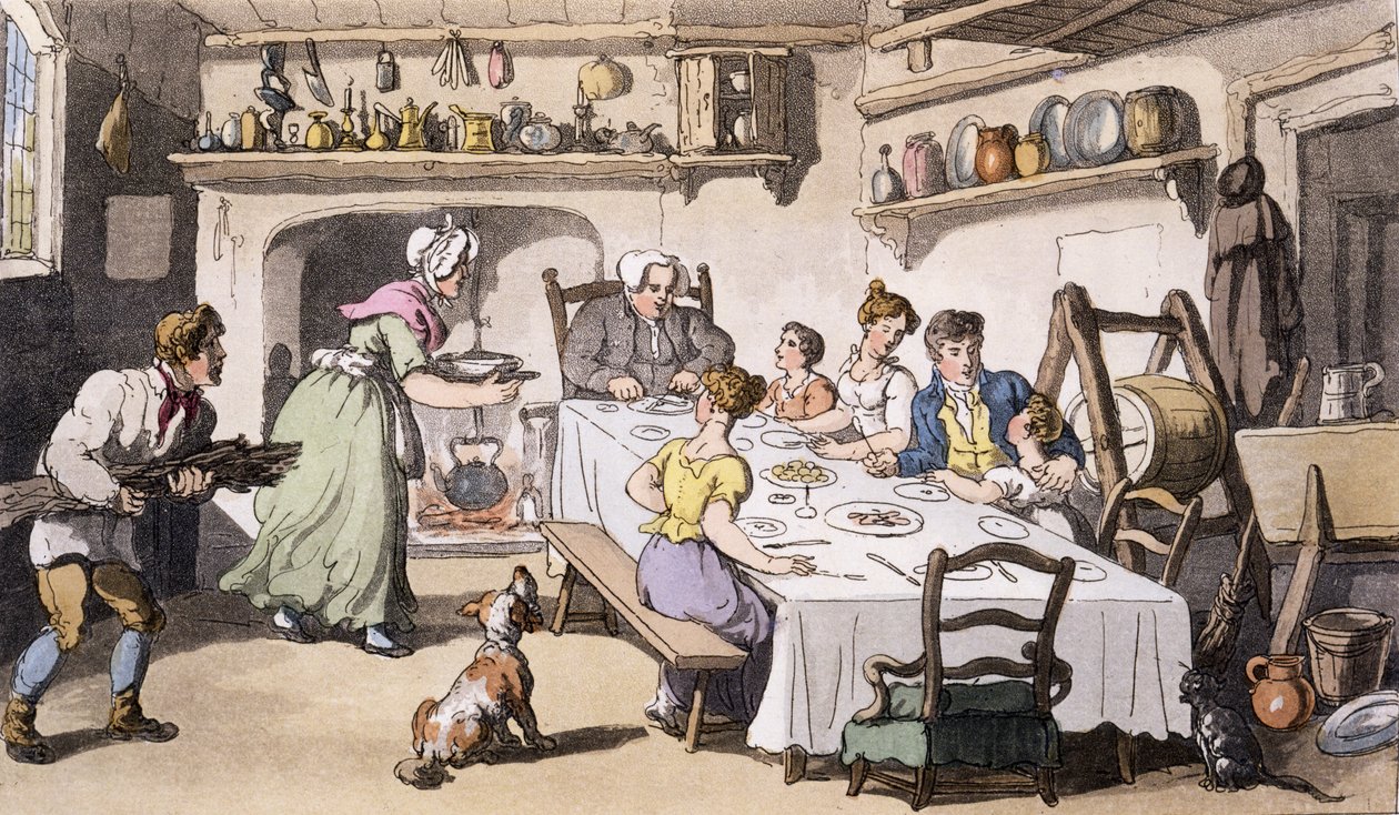 Sr. Burchells Primeira Visita, pub. Ackermanns Repository of Arts, Londres, 1817 (gravura colorida à mão) de English School