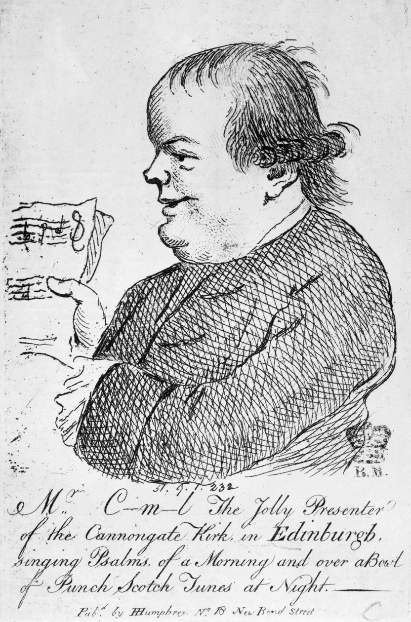Sr. C-m-l o alegre apresentador do Canongate Kirk em Edimburgo, c.1781 (gravura) de English School