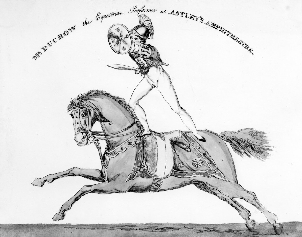Sr. Ducrow, o Executor Equestre no Astleys Amphitheater, por volta de 1840 de English School