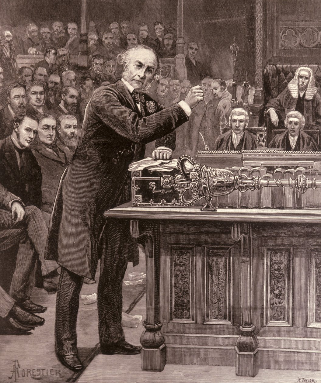 Sr. Gladstone Explicando à Câmara dos Comuns seu Esquema para o Governo da Irlanda, de &39;The Illustrated London News&39;, 17 de abril de 1886 de English School