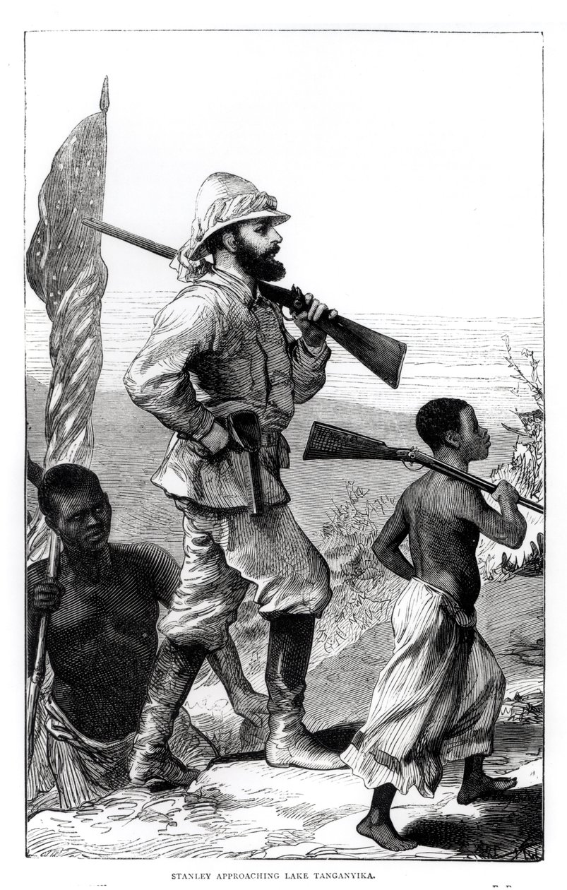 Sr. Henry Morton Stanley (1841-1904) Aproximando-se do Lago Tanganica de English School