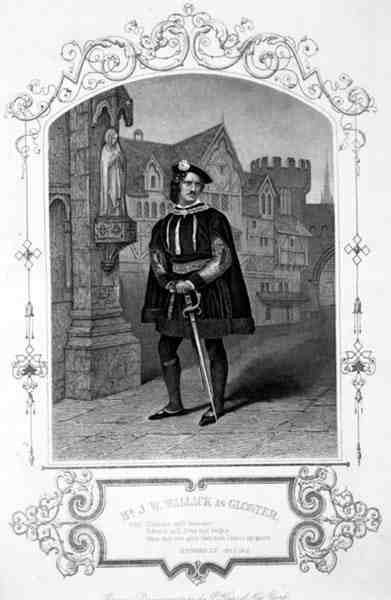 Sr. J.W. Wallack como Gloster, Acto I Cena 1, em Richard III, de William Shakespeare (1564-1616) de um daguerreótipo de P. Hals of New York (gravura) de English School