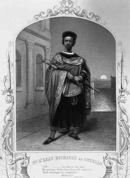 Sr. McKean Buchanan como Othello, Acto I Cena 2, na peça de William Shakespeare (1564-1616) (gravura) de English School