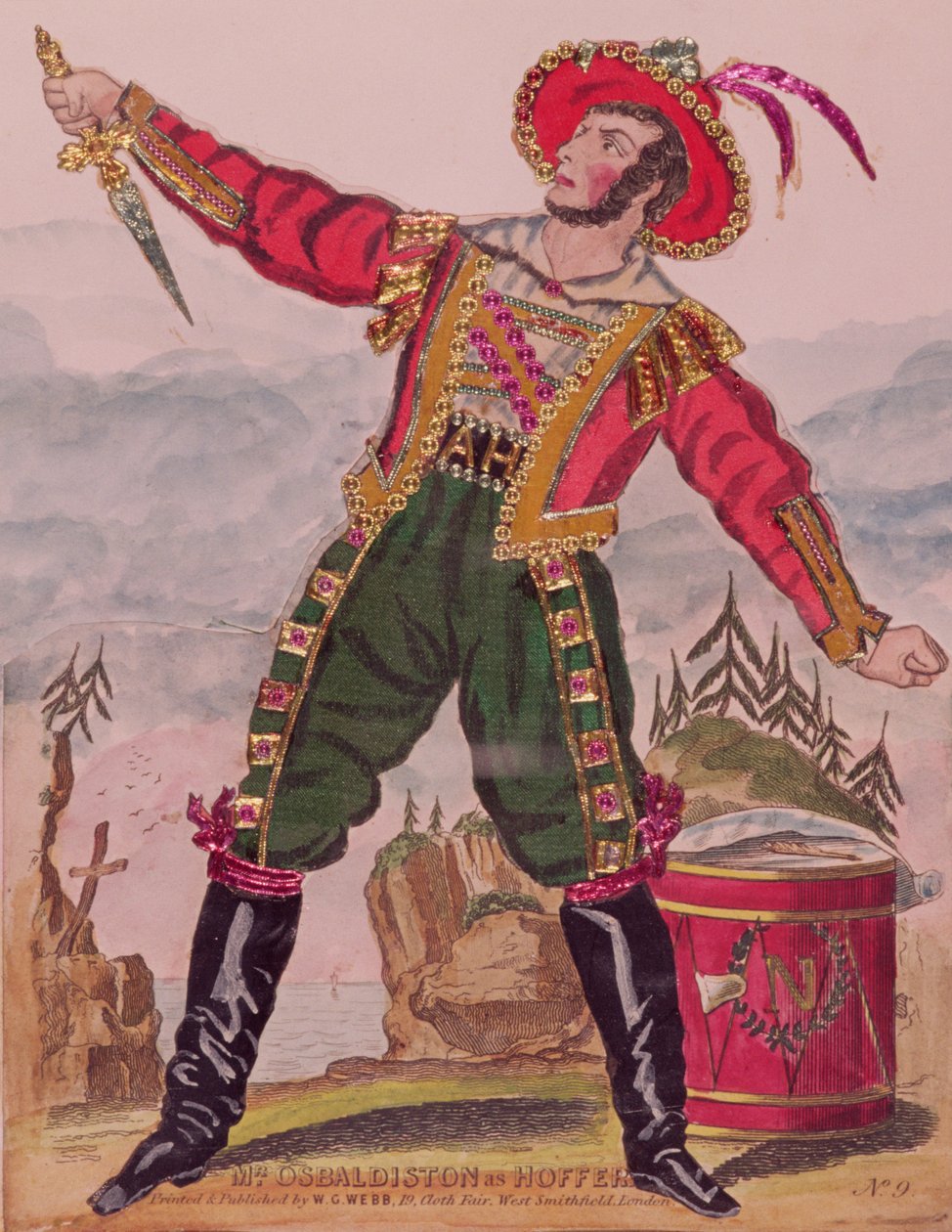 Sr. Osbaldiston como Andreas Hofer (Hoffer), o líder patriota tirolês, pub. por WG Webb, Londres (gravura e colagem) de English School