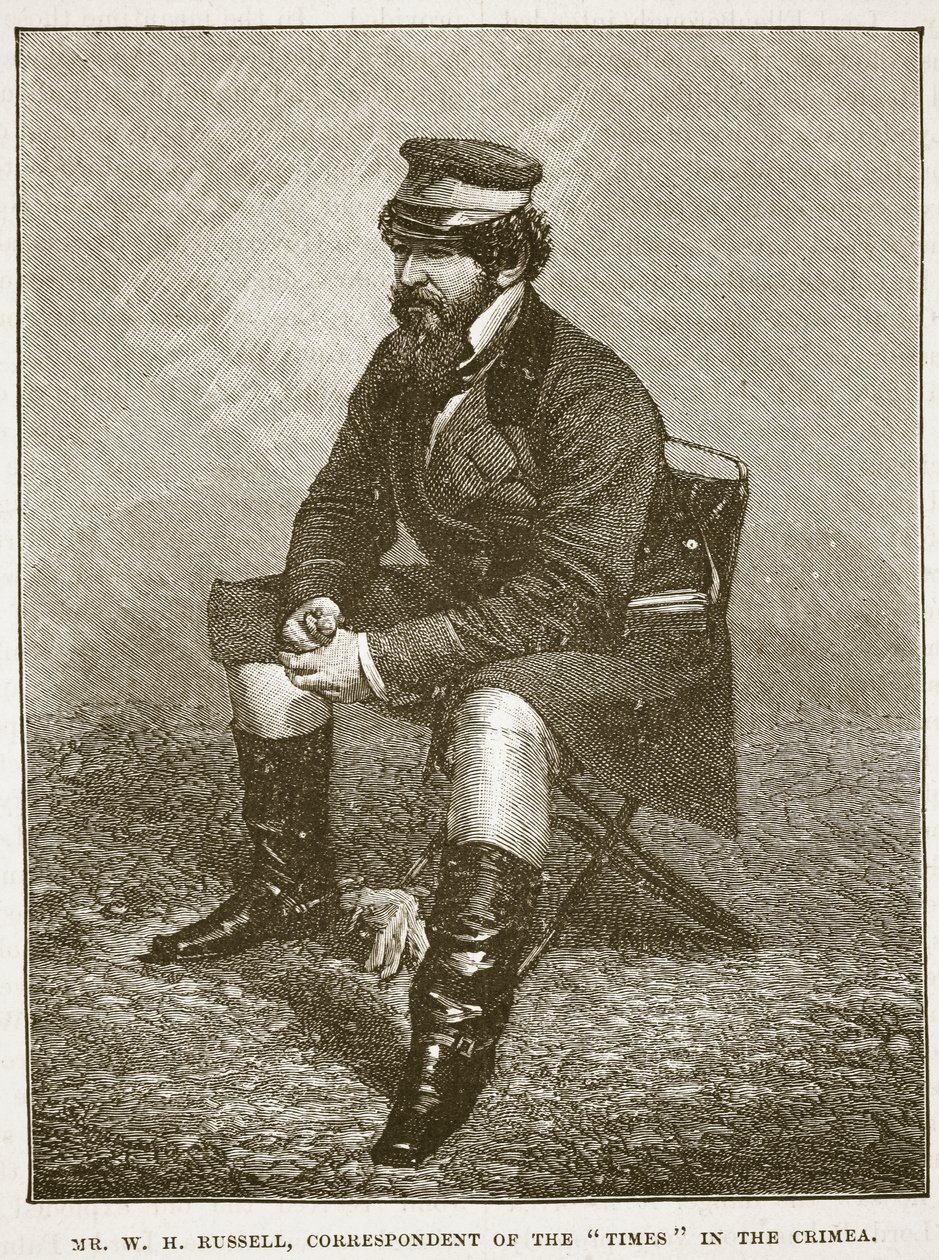 Sr. WH Russell, correspondente do Times na Criméia, ilustração da Cassells Illustrated History of England (foto em sépia) de English School