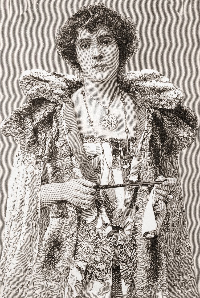 Sra. Patrick Campbell, da revista The Strand publicada em 1897. de English School