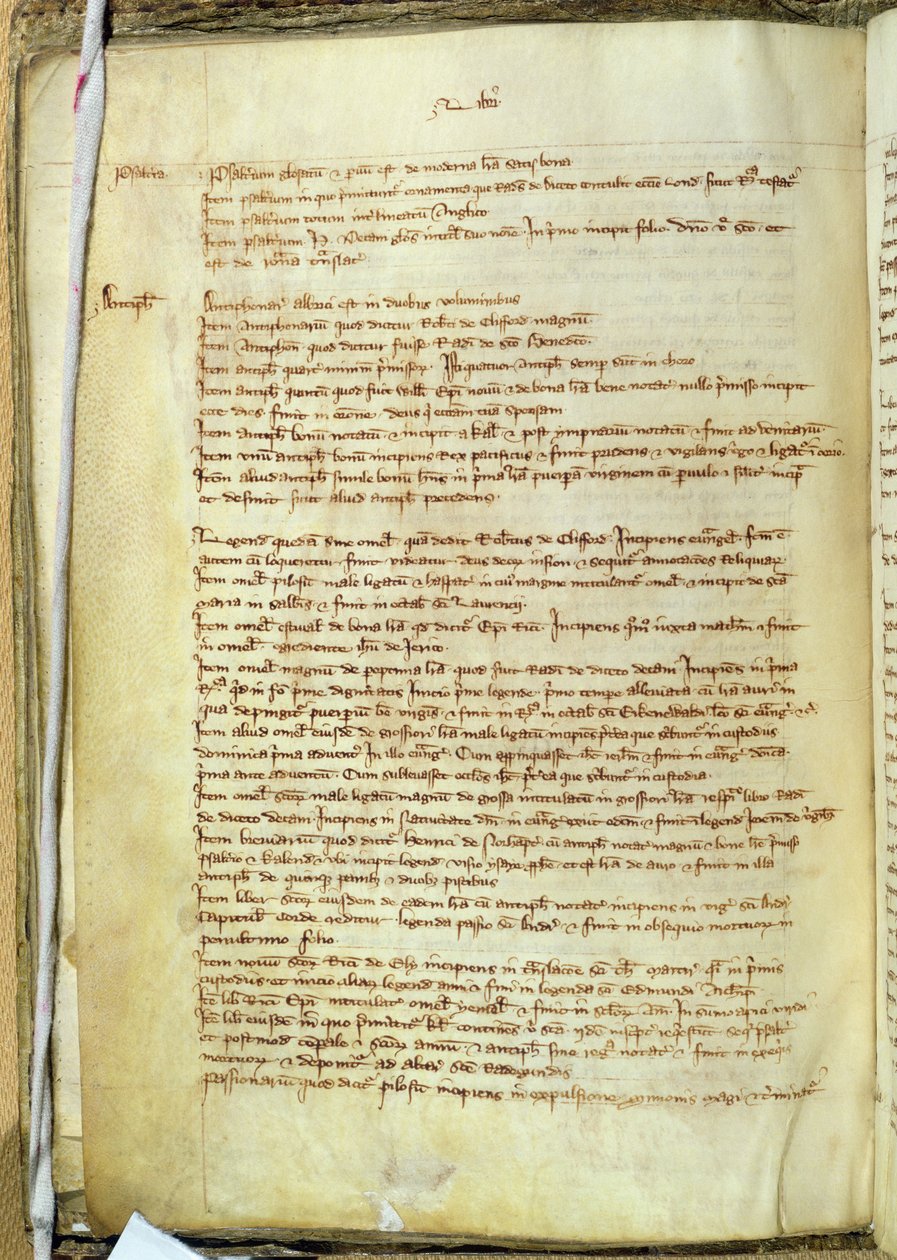 Ms.25516 fol.18v Liber I de um inventário de livros na Catedral de St. Pauls, final do século XIII de English School