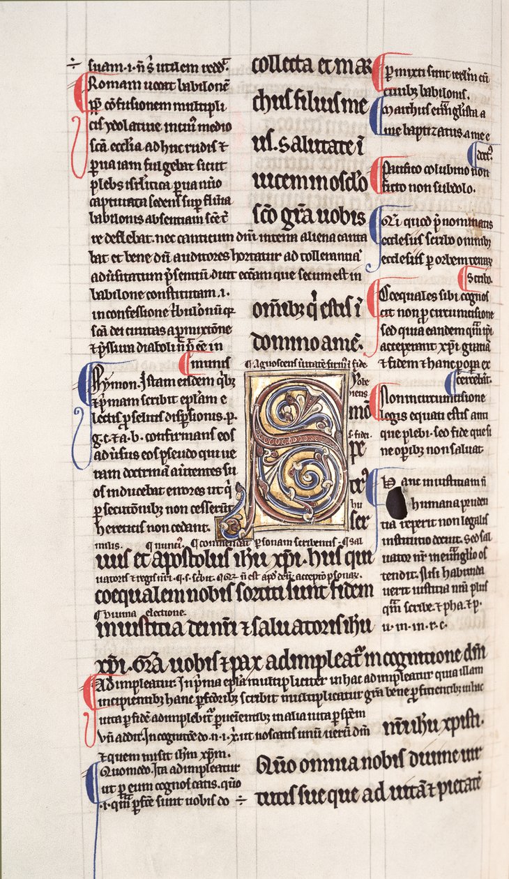 Sra. 27, f.109v: Página de uma cópia lustrada do Novo Testamento (vellum) de English School