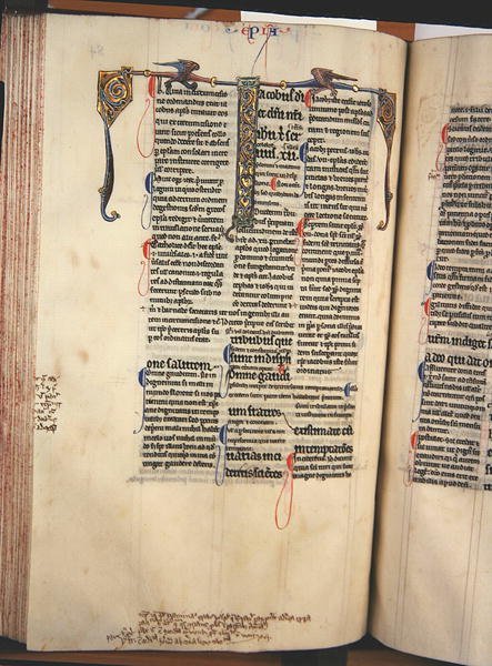 Sra. 27, f.84v: Página de uma cópia lustrada do Novo Testamento (vellum) de English School
