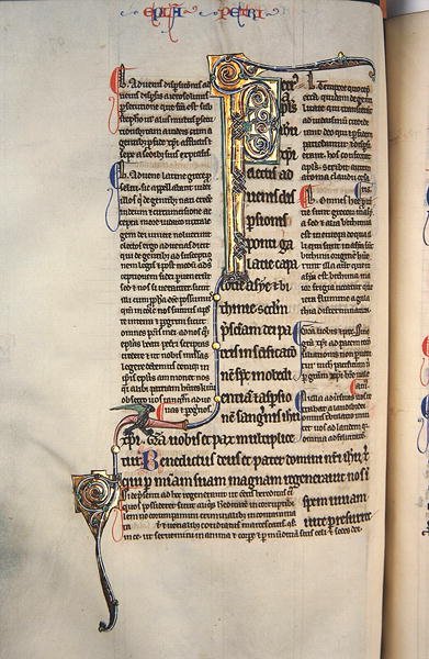 Sra. 27, f.97v: Página de uma cópia lustrada do Novo Testamento (vellum) de English School
