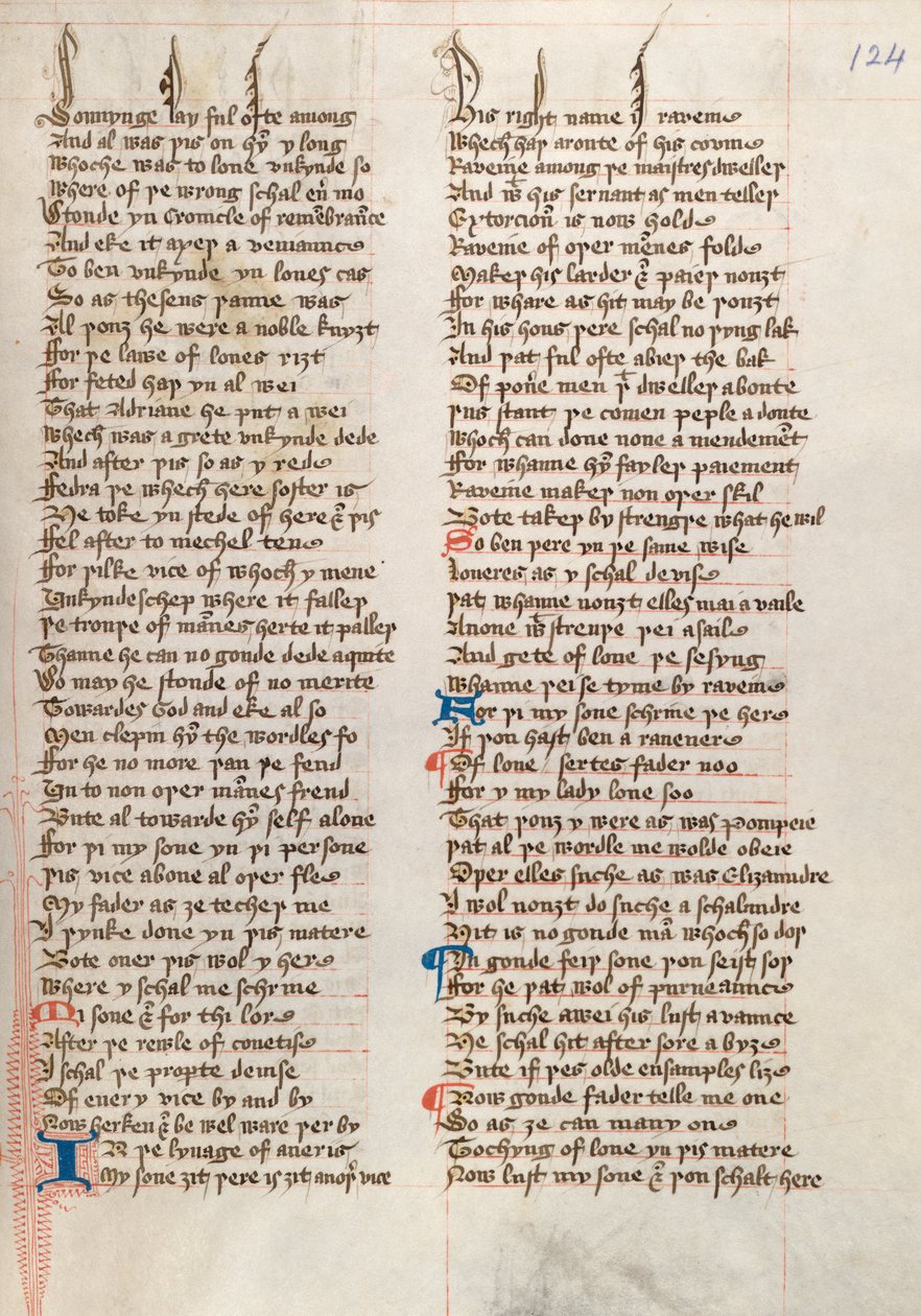 Ms326 f124r, Confessio Amantis por John Gower (caneta e tinta sobre velino) de English School
