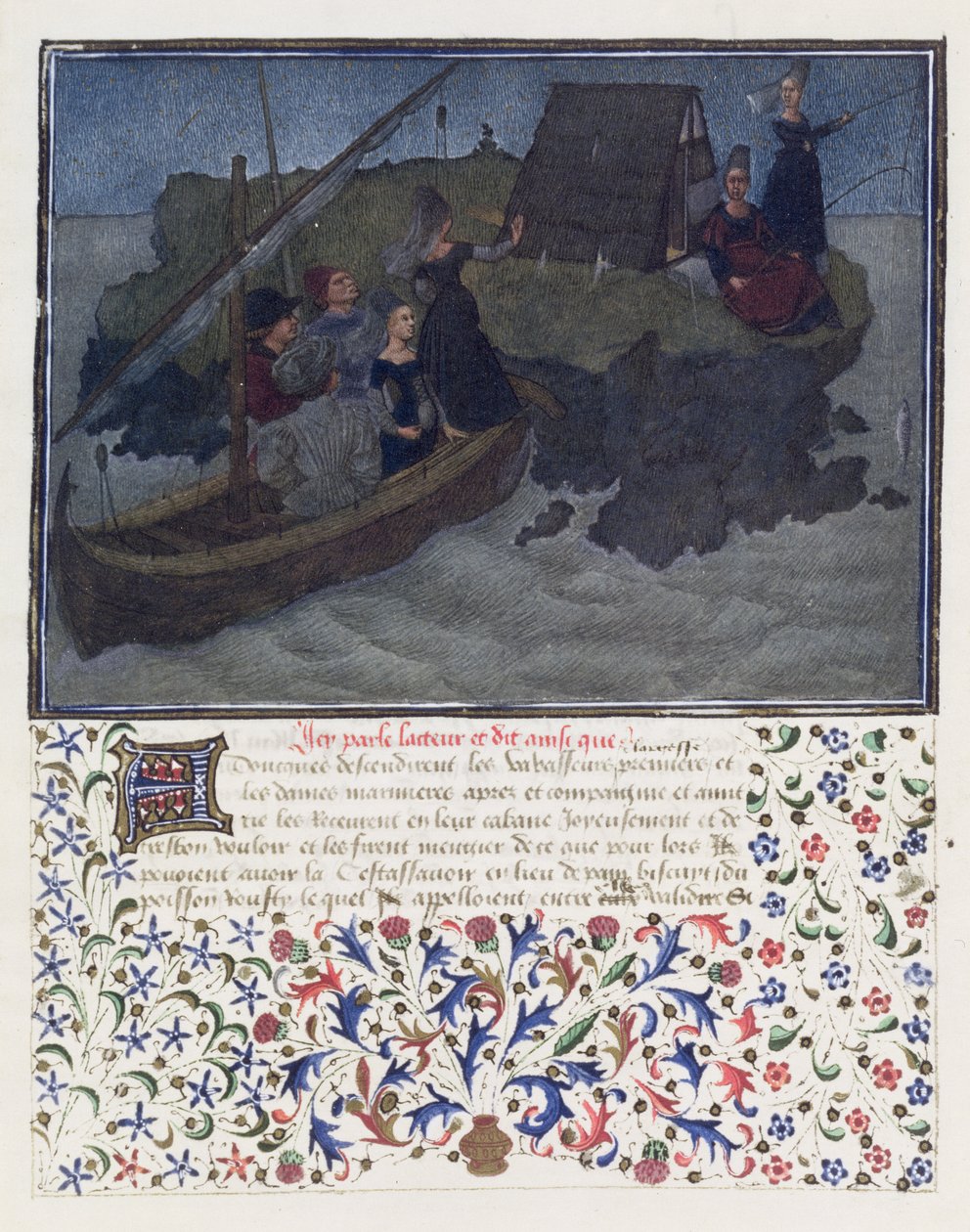 Ms. 2597 Coração, Desejo e Generosidade terra na noite com Noivo e Expectativa na rocha da Companhia e Amizade, edição fac-símile de Livre du Coeur dAmours Espris por René dAnjou (cor de English School