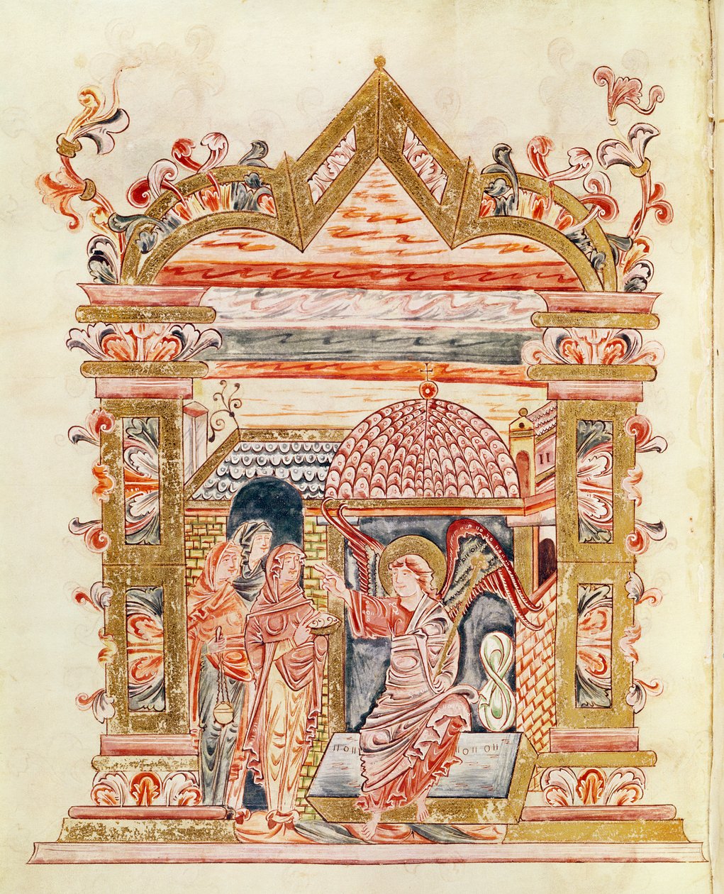 Ms 274 (Y-6) fol.72v As Mulheres Santas no Túmulo, do Missal de Robert de Jumieges, c.1016 de English School