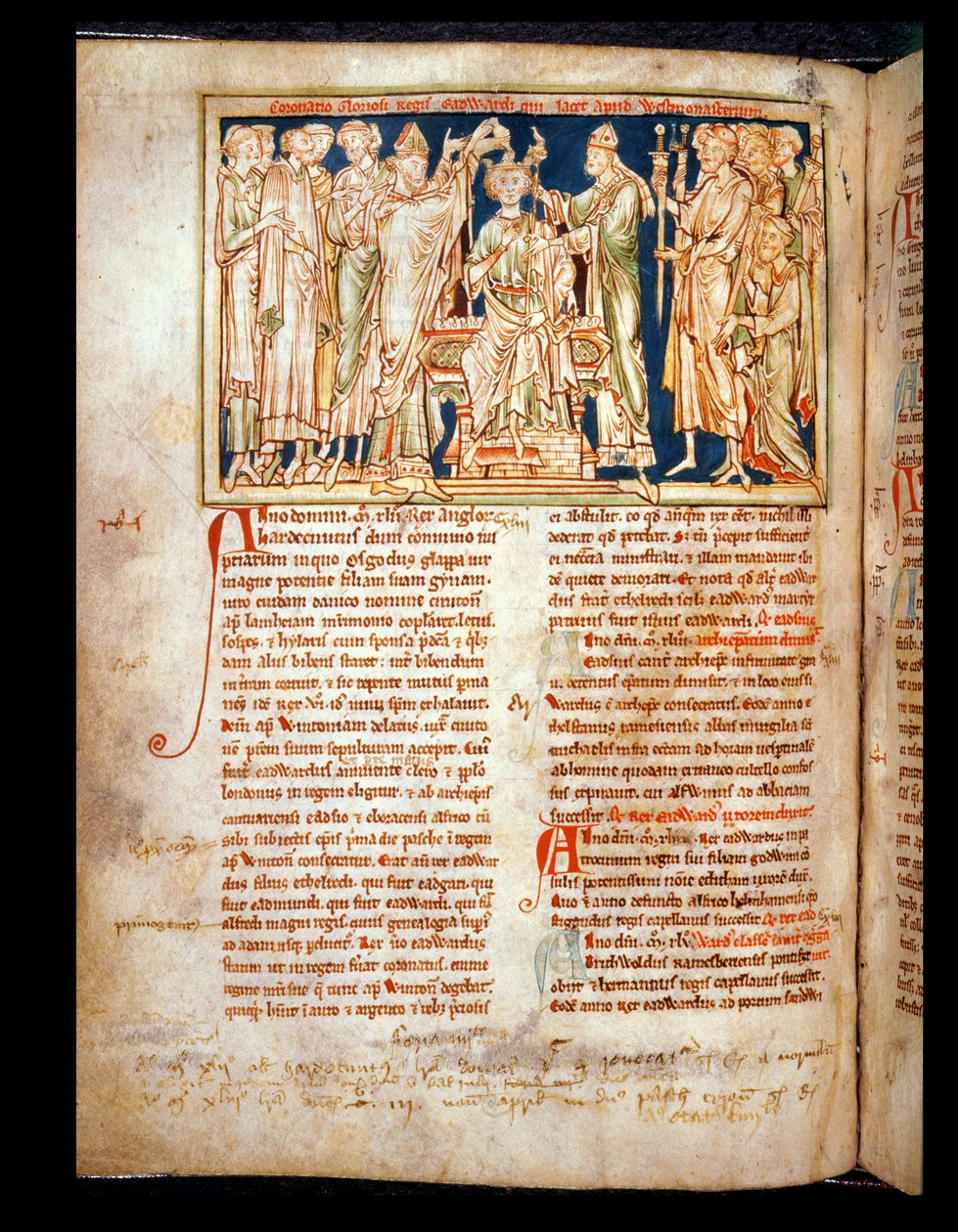 Ms 6712 (A.6.89) fol.115v Edward o Confessor (1004-66) miniatura de Flores Historiarum, por Matthew Paris, 1250-52 de English School