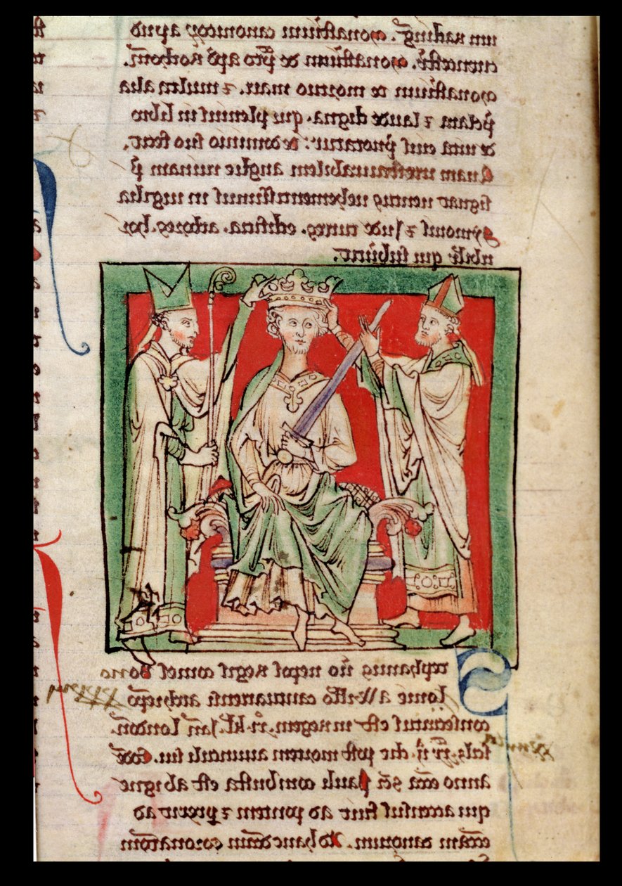 Ms 6712 (A.6.89) fol.133r Stephen King (c.1097-1154), em miniatura das flores da história por Matthew Paris, 1250-1252 de English School