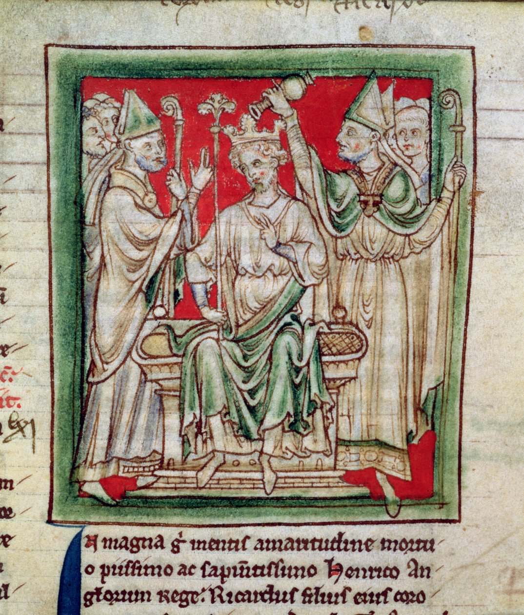 Ms 6712 (A.6.89) fol.141r Richard 1 (1157-1199), em miniatura das flores da história por Matthew Paris, 1250-1252 de English School