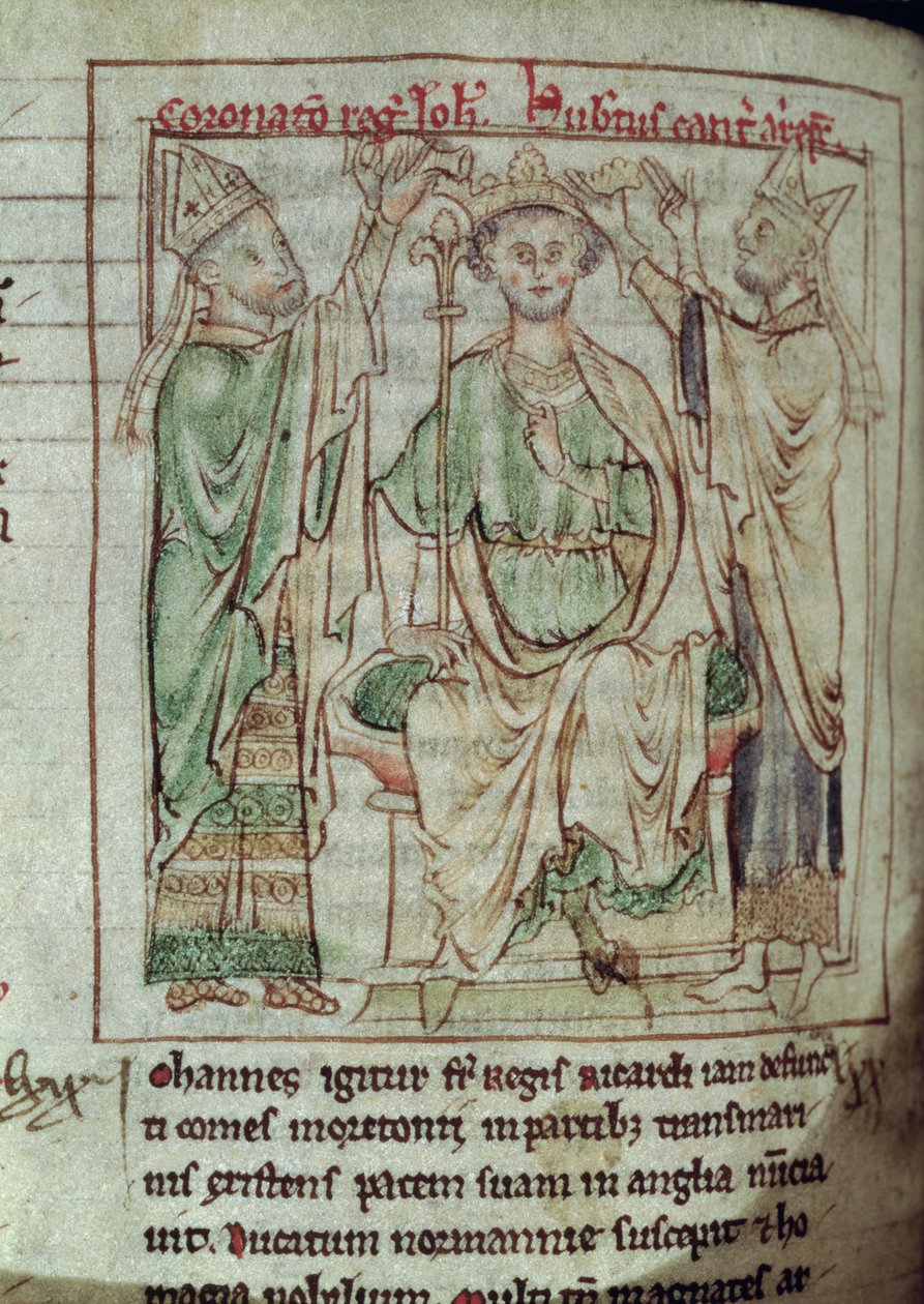 Ms 6712 (A.6.89) fol.144v D. João (1167-1216), em miniatura das flores da história por Matthew Paris, 1250-1252 de English School