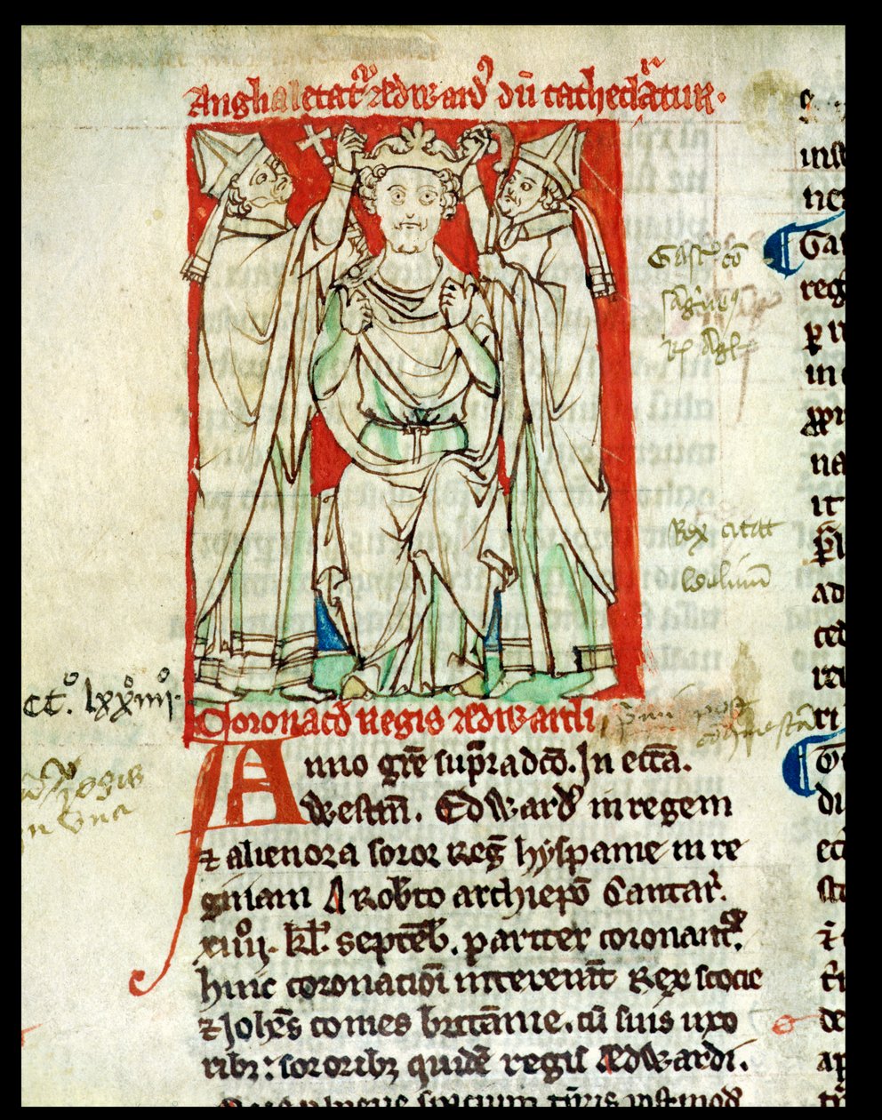Ms 6712 (A.6.89) fol.247v Edward 1 (1239-1307), em miniatura das flores da história por Matthew Paris, 1250-1252 de English School