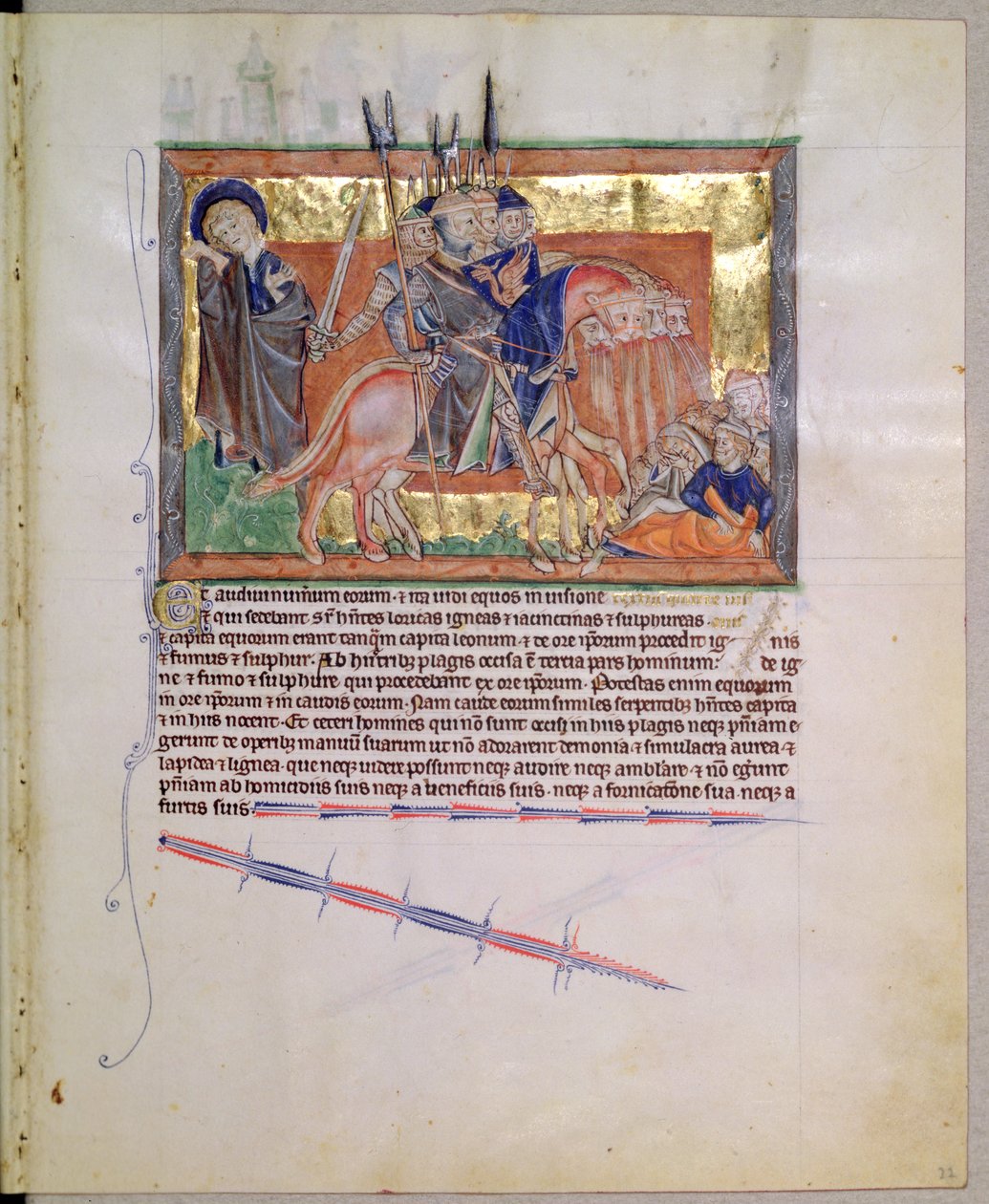 Desconhecida LA 139-Lisboa fol.20 Exército de cavaleiros, do Apocalipse Gulbenkian, c.1256-70 de English School