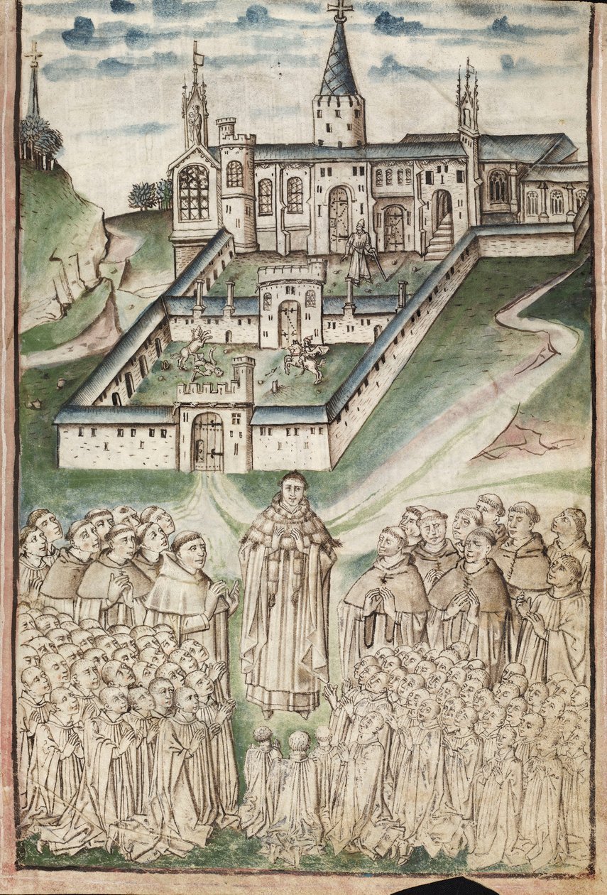 Ms. New Coll 288, f3r. (Manuscrito de Chaundler), Life of William of Wykeham por Thomas Chaundler (caneta e tinta e têmpera sobre velino) de English School