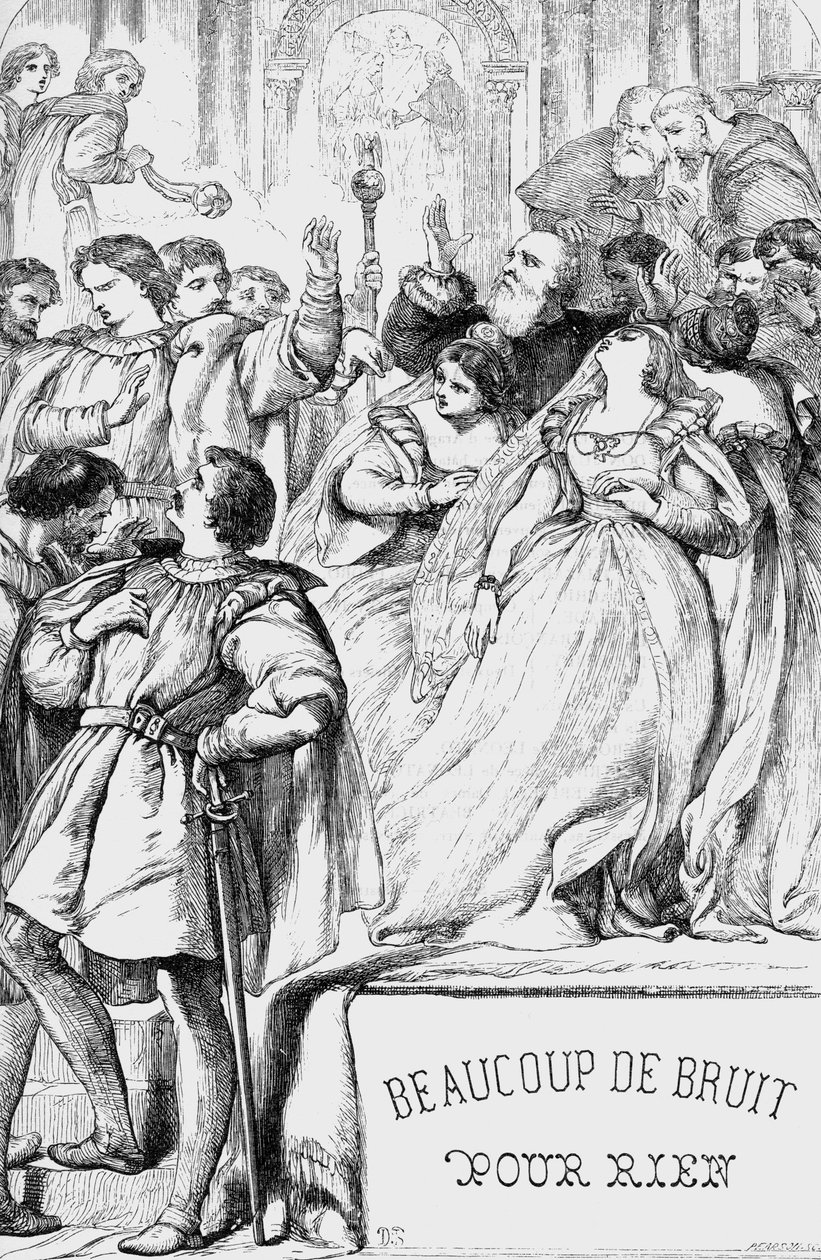 Much Ado About Nothing - Illustration in "Works complete by William Shakespeare" 1866 - As ilustrações e a forma geral desta edição são emprestadas do Shakespeare ilustrado de Cassell, publicado em Londres. de English School