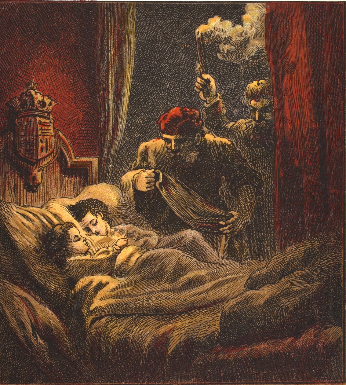 Assassinato dos Pequenos Príncipes, pub. 1890 (litografia a cores) de English School