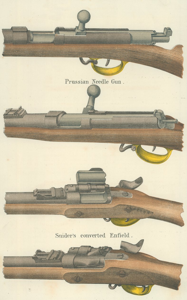 Pistolas de agulha (litografia a cores) de English School