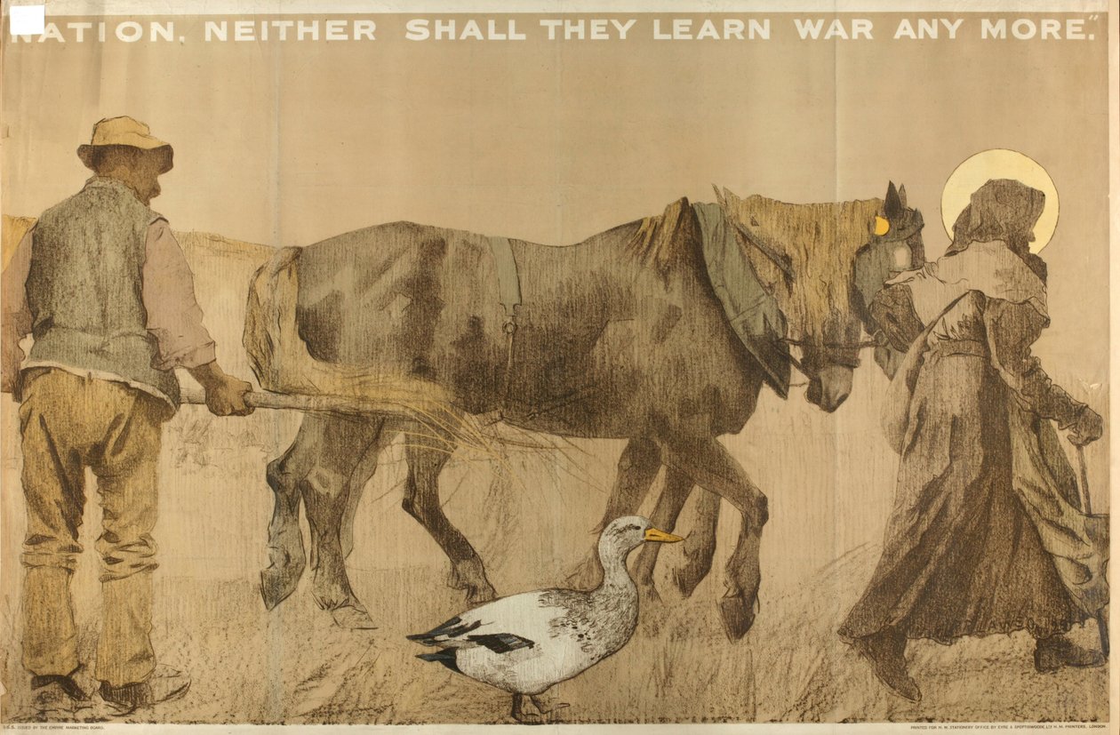 Neither Shall They Learn War Anymore, da série "The Empire Stands for Peace" (litografia a cores) de English School