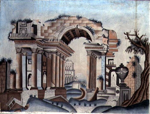 Ruínas Neo-Clássicas, c.1820 (aguarela sobre papel) de English School