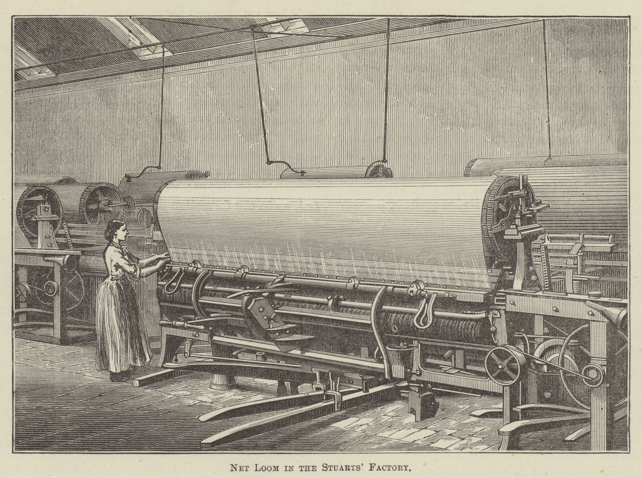 Tear de rede na Fábrica dos Stuarts (gravura) de English School