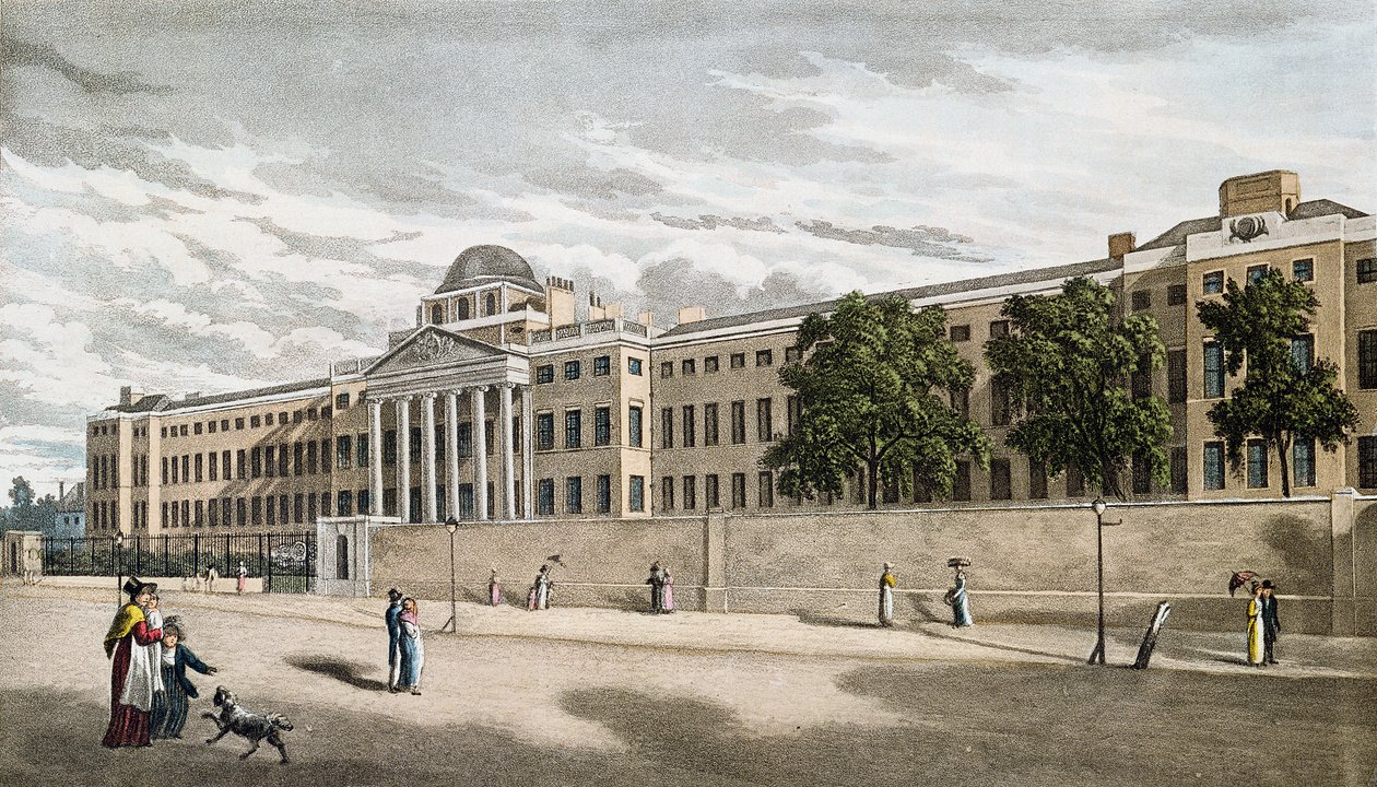 Novo Hospital Bethlem, Campos de São Jorge, gravado por Riley, 1817 de English School