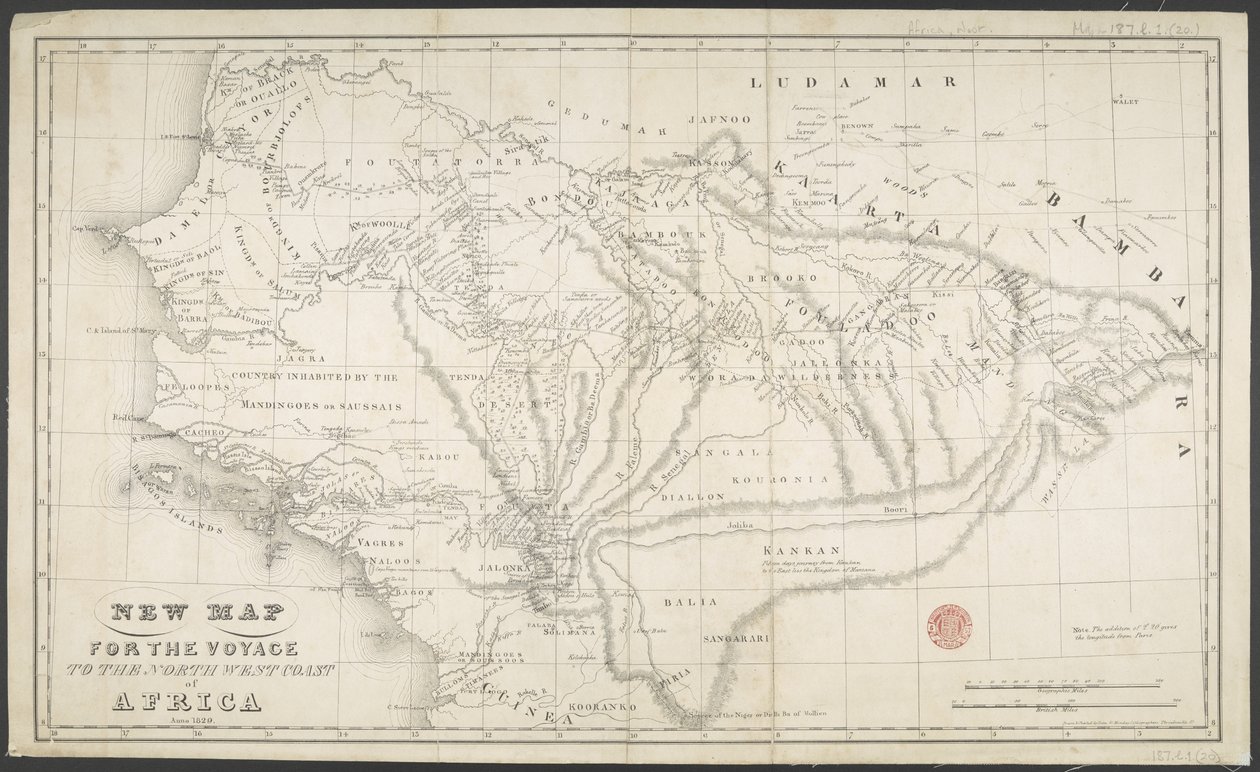 Novo mapa para a viagem à costa noroeste da África, Anno, desenhado e impresso por Dean & Munday de English School