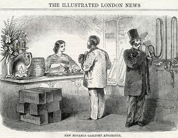 Novo Aparelho de Gasolina Móvel, retirado do London Illustrated News de English School