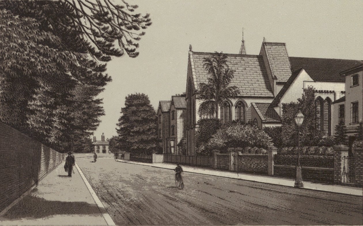 Newbury: Igreja de Santa Maria, London Road (litografia) de English School