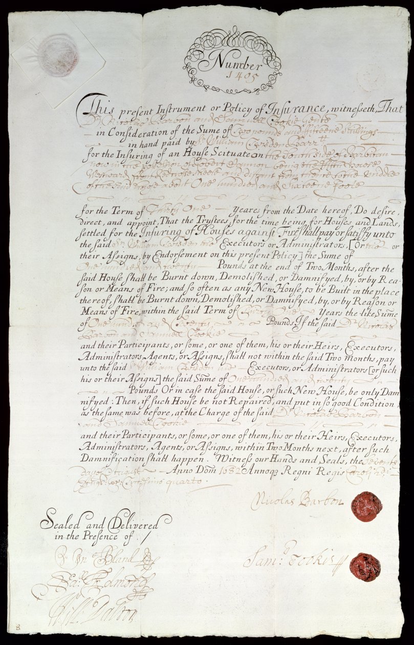 Nicolas Barbon Apólice de seguro de English School